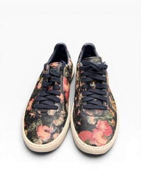 Puma Women's Black Floral Lace-Up Sneakers with Pink Rose Print